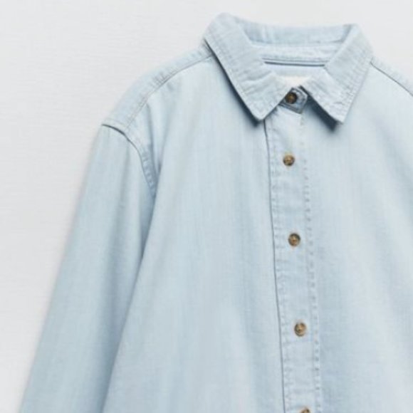 ZARA | Casual Style Long Sleeves Plain DENIM Cotton Medium Elegant Style - Picture 7 of 8